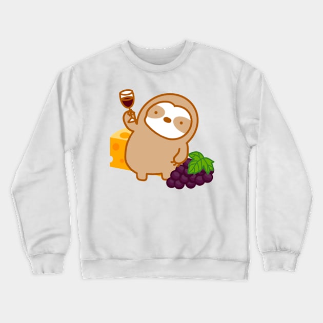 Cute Wine and Cheese Sloth Crewneck Sweatshirt by theslothinme